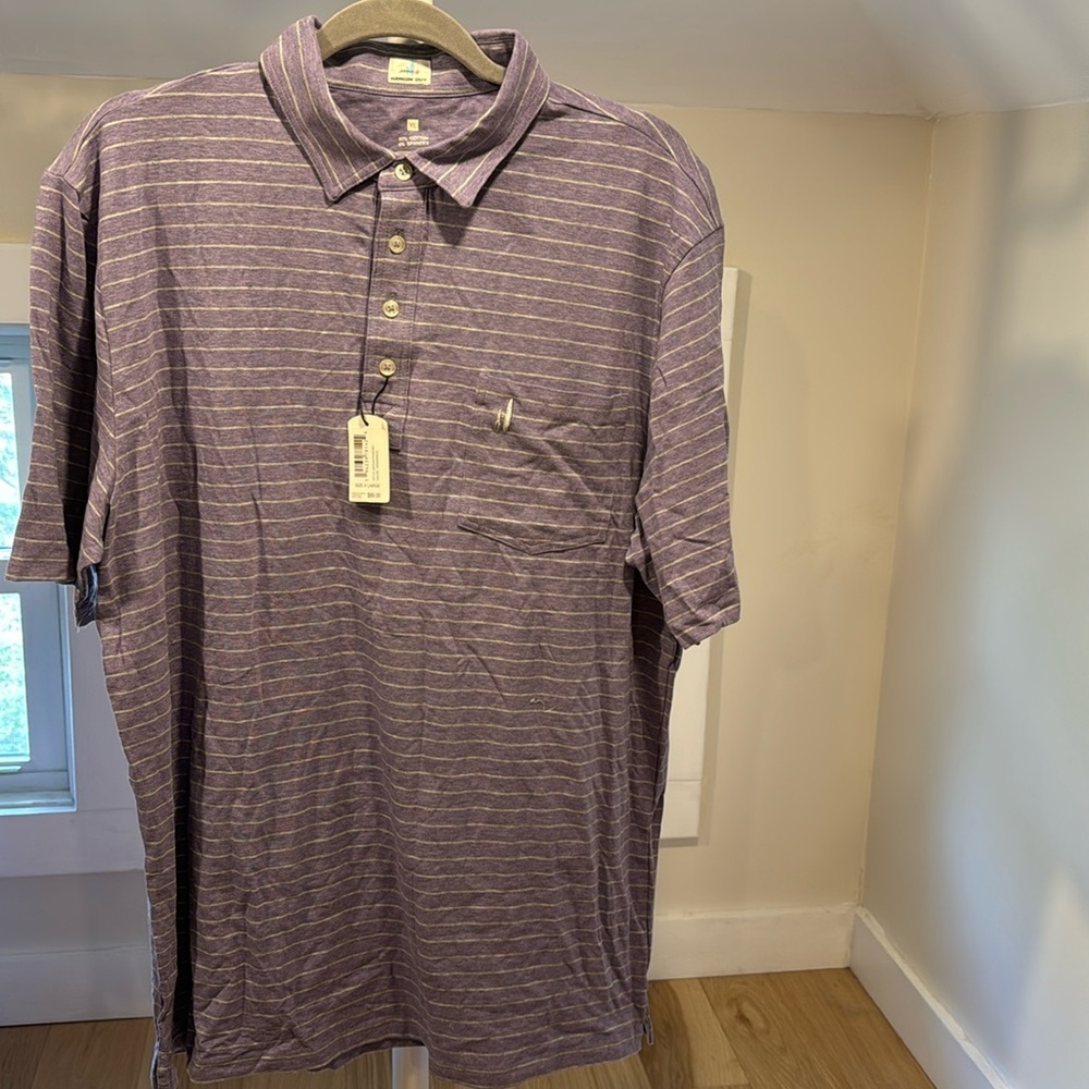NWT $89 Johnnie-O Stripe Polo Neese in Periwinkle sz XL